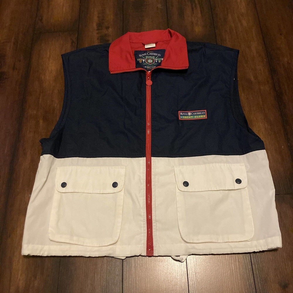 ROYAL CARIBBEAN YACHT CLUB Sz L Light Poly Cotton Vest Blue Embroidered Men’s